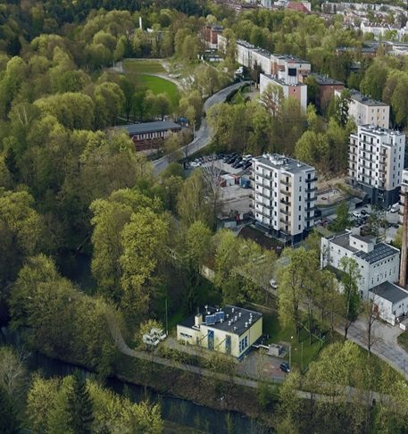 Widok z lotu ptaka na okolicę Przystanek Skarpa, Olsztyn